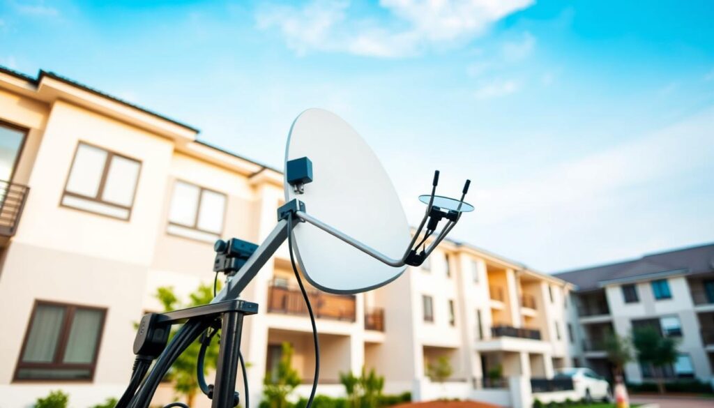 A communal DStv installation for a residential complex, showcasing a well-organized and efficient setup. In the foreground, a sleek, modern satellite dish system mounted on a sturdy frame, surrounded by neatly arranged cables and connections. In the middle ground, the complex's facade, with clean, contemporary architecture and well-maintained landscaping. The background features a clear, blue sky with soft, diffused lighting, creating a sense of balance and harmony. The overall scene conveys a professional, reliable, and comprehensive service coverage for the residents of Sandton. A communal DStv installation for a residential complex, showcasing a well-organized and efficient setup. In the foreground, a sleek, modern satellite dish system mounted on a sturdy frame, surrounded by neatly arranged cables and connections. In the middle ground, the complex's facade, with clean, contemporary architecture and well-maintained landscaping. The background features a clear, blue sky with soft, diffused lighting, creating a sense of balance and harmony. The overall scene conveys a professional, reliable, and comprehensive service coverage for the residents of Sandton.