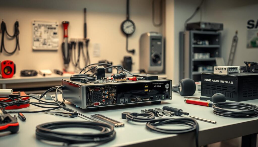 A detailed breakdown of DStv Explora repair costs on a sleek, modern desktop surface. In the foreground, a partially disassembled Explora unit with components laid out neatly. Behind it, a clean, minimalist table with a neutral-toned background, bathed in warm, directional lighting to highlight the technical details. In the middle ground, a holographic display projects a comprehensive price list for various Explora repair services, organized by service type and cost. The overall atmosphere is professional, informative, and visually striking, conveying the authoritative expertise required for high-quality DStv Explora repairs. A detailed breakdown of DStv Explora repair costs on a sleek, modern desktop surface. In the foreground, a partially disassembled Explora unit with components laid out neatly. Behind it, a clean, minimalist table with a neutral-toned background, bathed in warm, directional lighting to highlight the technical details. In the middle ground, a holographic display projects a comprehensive price list for various Explora repair services, organized by service type and cost. The overall atmosphere is professional, informative, and visually striking, conveying the authoritative expertise required for high-quality DStv Explora repairs.