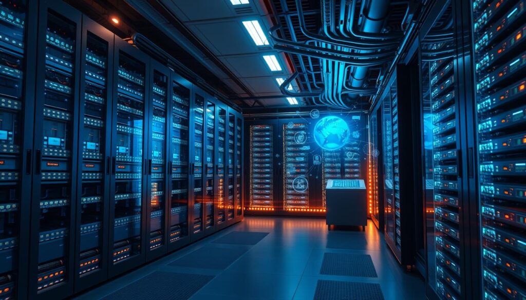 A sleek, futuristic data center nestled in the heart of Sandton's bustling business district. Towering racks of gleaming servers, their LED status lights pulsing in a mesmerizing rhythm. Elegant cable trays snaking through the room, connecting a complex web of networking equipment. Massive cooling units hum softly, maintaining the optimal temperature for the high-performance hardware. Subtle ambient lighting casts a warm glow, creating a sense of technological sophistication. Holographic displays flicker with real-time analytics, providing insights into the secure, lightning-fast network infrastructure that powers the city's digital transformation. This advanced IT ecosystem is the backbone of DStv Installer Sandton's state-of-the-art networking solutions. A sleek, futuristic data center nestled in the heart of Sandton's bustling business district. Towering racks of gleaming servers, their LED status lights pulsing in a mesmerizing rhythm. Elegant cable trays snaking through the room, connecting a complex web of networking equipment. Massive cooling units hum softly, maintaining the optimal temperature for the high-performance hardware. Subtle ambient lighting casts a warm glow, creating a sense of technological sophistication. Holographic displays flicker with real-time analytics, providing insights into the secure, lightning-fast network infrastructure that powers the city's digital transformation. This advanced IT ecosystem is the backbone of DStv Installer Sandton's state-of-the-art networking solutions.