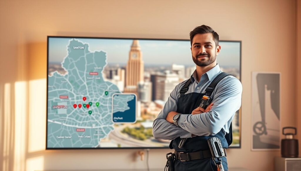 A sleek, professional-looking TV installer standing in the foreground, dressed in a crisp uniform and holding various tools of the trade. In the middle ground, a map of the Sandton region, with the areas of service coverage highlighted and delineated. The background showcases the diverse architecture and landmarks of the Sandton suburb, conveying a sense of comprehensive coverage across the region. Warm, natural lighting illuminates the scene, creating a welcoming and trustworthy atmosphere. The composition and camera angle suggest a comprehensive, capable, and reliable TV installation service serving the entirety of Sandton and its surrounding areas. A sleek, professional-looking TV installer standing in the foreground, dressed in a crisp uniform and holding various tools of the trade. In the middle ground, a map of the Sandton region, with the areas of service coverage highlighted and delineated. The background showcases the diverse architecture and landmarks of the Sandton suburb, conveying a sense of comprehensive coverage across the region. Warm, natural lighting illuminates the scene, creating a welcoming and trustworthy atmosphere. The composition and camera angle suggest a comprehensive, capable, and reliable TV installation service serving the entirety of Sandton and its surrounding areas.
