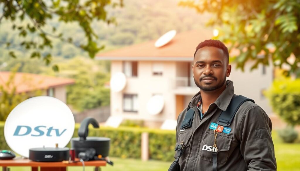 A well-equipped DStv installation technician stands in the foreground, surrounded by neatly organized tools and equipment. The middle ground features a modern residential building, with satellite dishes and cables prominently displayed, signifying the comprehensive DStv services offered. In the background, a lush, verdant landscape of the Magaliessig neighborhood creates a calming, suburban atmosphere. The scene is bathed in warm, natural lighting, conveying a sense of professionalism and reliability. The overall composition highlights the attention to detail and high-quality workmanship of the DStv installers serving the Magaliessig community. A well-equipped DStv installation technician stands in the foreground, surrounded by neatly organized tools and equipment. The middle ground features a modern residential building, with satellite dishes and cables prominently displayed, signifying the comprehensive DStv services offered. In the background, a lush, verdant landscape of the Magaliessig neighborhood creates a calming, suburban atmosphere. The scene is bathed in warm, natural lighting, conveying a sense of professionalism and reliability. The overall composition highlights the attention to detail and high-quality workmanship of the DStv installers serving the Magaliessig community.