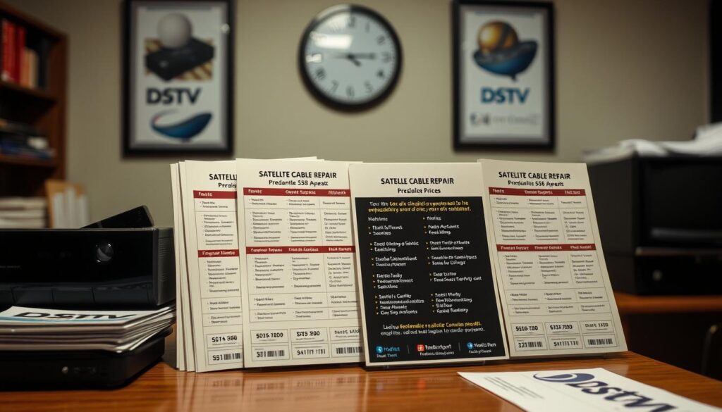 A well-lit, modern office interior with a wooden desk, comfortable ergonomic chair, and a large window overlooking the Sandton skyline. On the desk, various DStv cable repair price lists and options are neatly displayed, showcasing the affordable rates for residents in the area. The lighting is soft and warm, creating a welcoming and professional atmosphere. The overall scene conveys a sense of expertise, reliability, and customer-centric service in the DStv cable repair industry within the Sandton region. A well-lit, modern office interior with a wooden desk, comfortable ergonomic chair, and a large window overlooking the Sandton skyline. On the desk, various DStv cable repair price lists and options are neatly displayed, showcasing the affordable rates for residents in the area. The lighting is soft and warm, creating a welcoming and professional atmosphere. The overall scene conveys a sense of expertise, reliability, and customer-centric service in the DStv cable repair industry within the Sandton region.